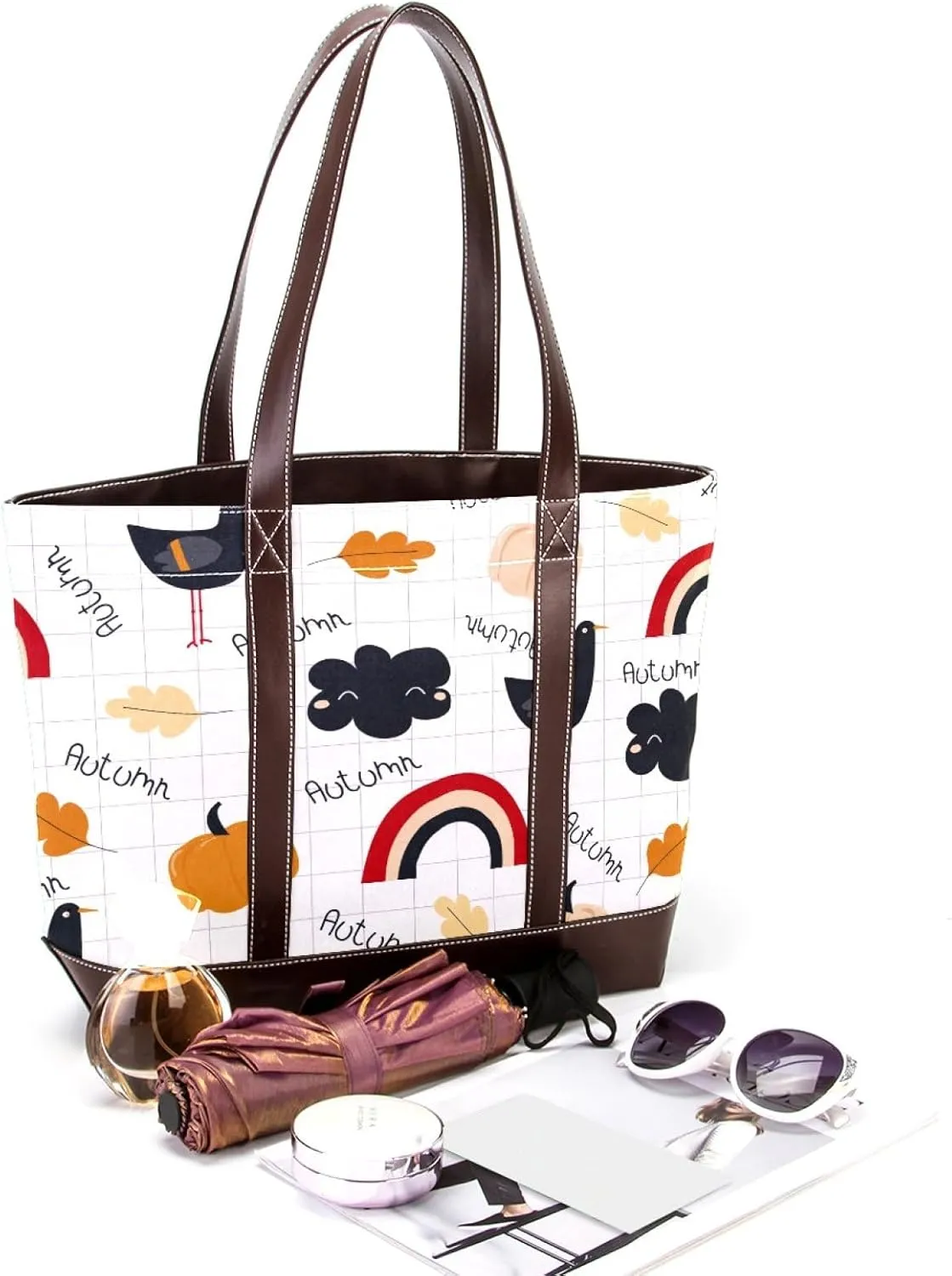 Colorful Rooster Chicken Fashion Leather Purse Bag for Women Top Handle Ladies Shoulder Bags with Pockets Zipper