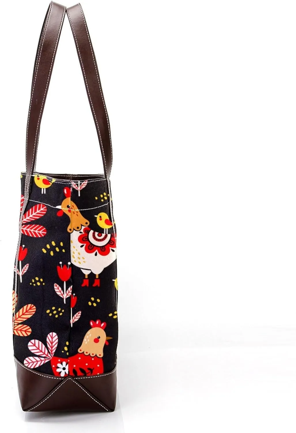 Colorful Rooster Chicken Fashion Leather Purse Bag for Women Top Handle Ladies Shoulder Bags with Pockets Zipper