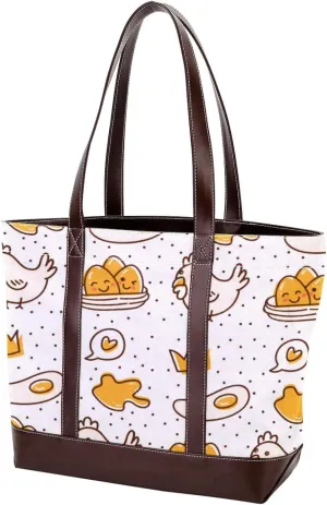 Colorful Rooster Chicken Fashion Leather Purse Bag for Women Top Handle Ladies Shoulder Bags with Pockets Zipper