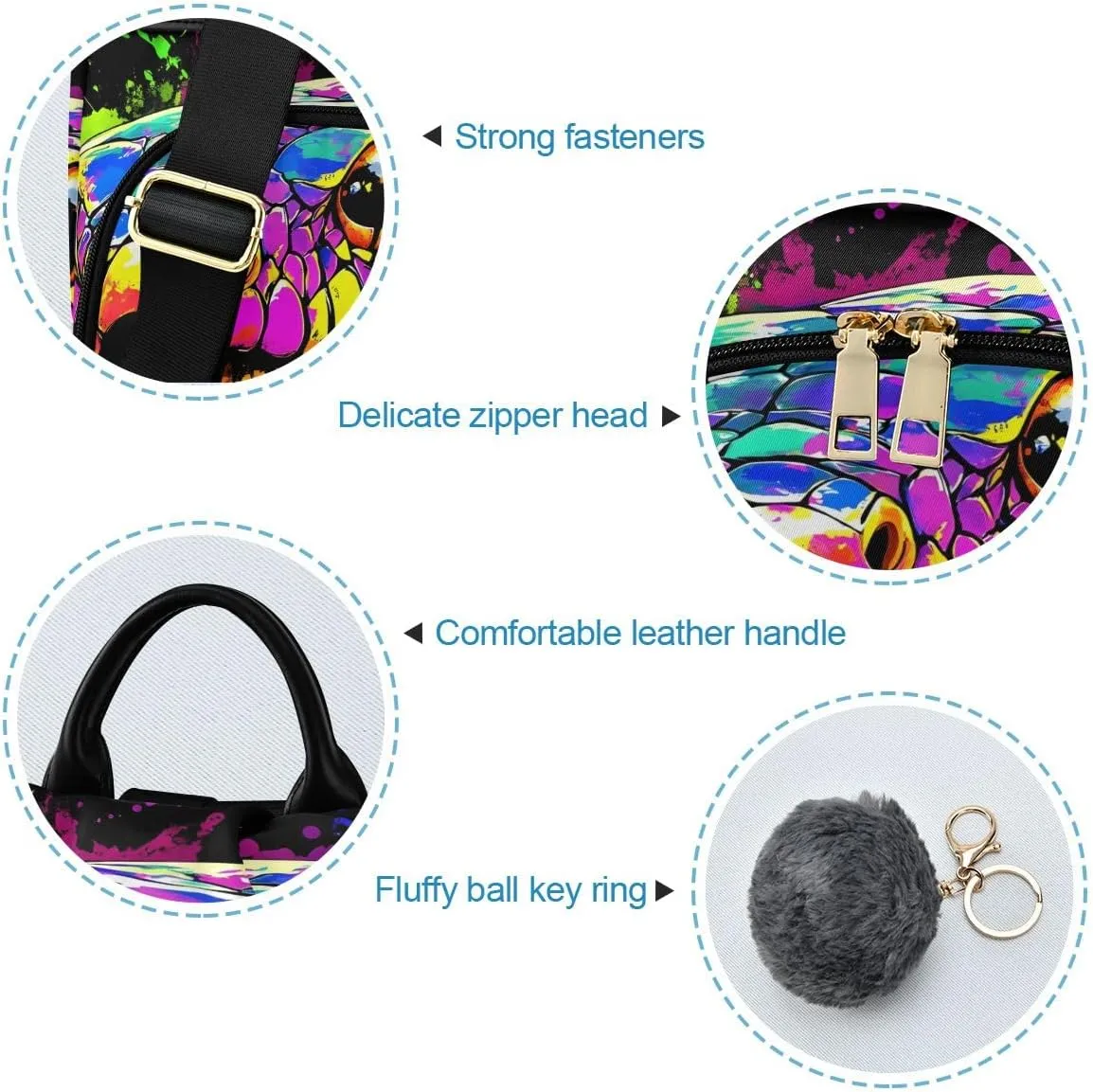Colorful Snake Head Women Backpack Purse Anti Theft Design Travel Hiking Camping Rucksack Pack