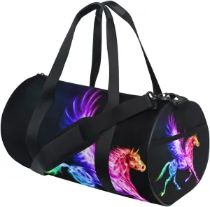 Colorful Unicorn Horse Duffel Bag,Canvas Travel Bag for Gym Sports and Overnight