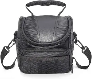 Compact Camera Bag for DSLR/SLR/Mirrorless – Shockproof Shoulder Case with Buffer Sponge for Nikon, Canon, Sony, Pentax, Olympus, Panasonic, Samsung – Black