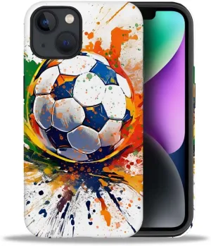 Compatible with iPhone 13/iPhone14 Case, Colorful Football Sport Pattern Print Matte Phone Case Durable Fashion Funny Liquid Silicone Case Soft Anti-Scratch Shockproof Protective Cover