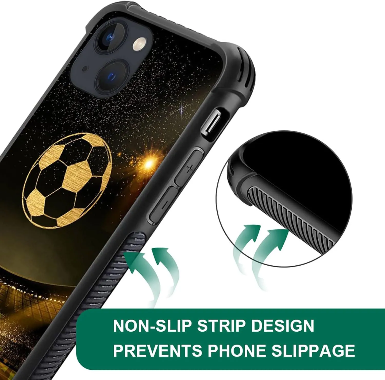 Compatible with iPhone 14 Case,Soccer Stadium Sports Soft TPU Bumper Shockproof Tempered Glass Back Cover Case for iPhone 14
