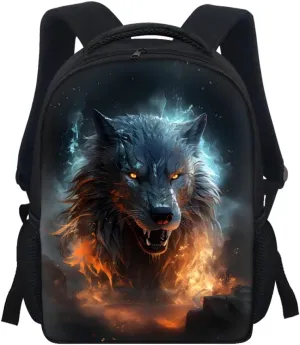 Cool Wolf Fox Print Backpacks for Boys Girls Lightweight Laptop Rucksack Shoulder Bags Bookbag for Middle School,Anger Wolf