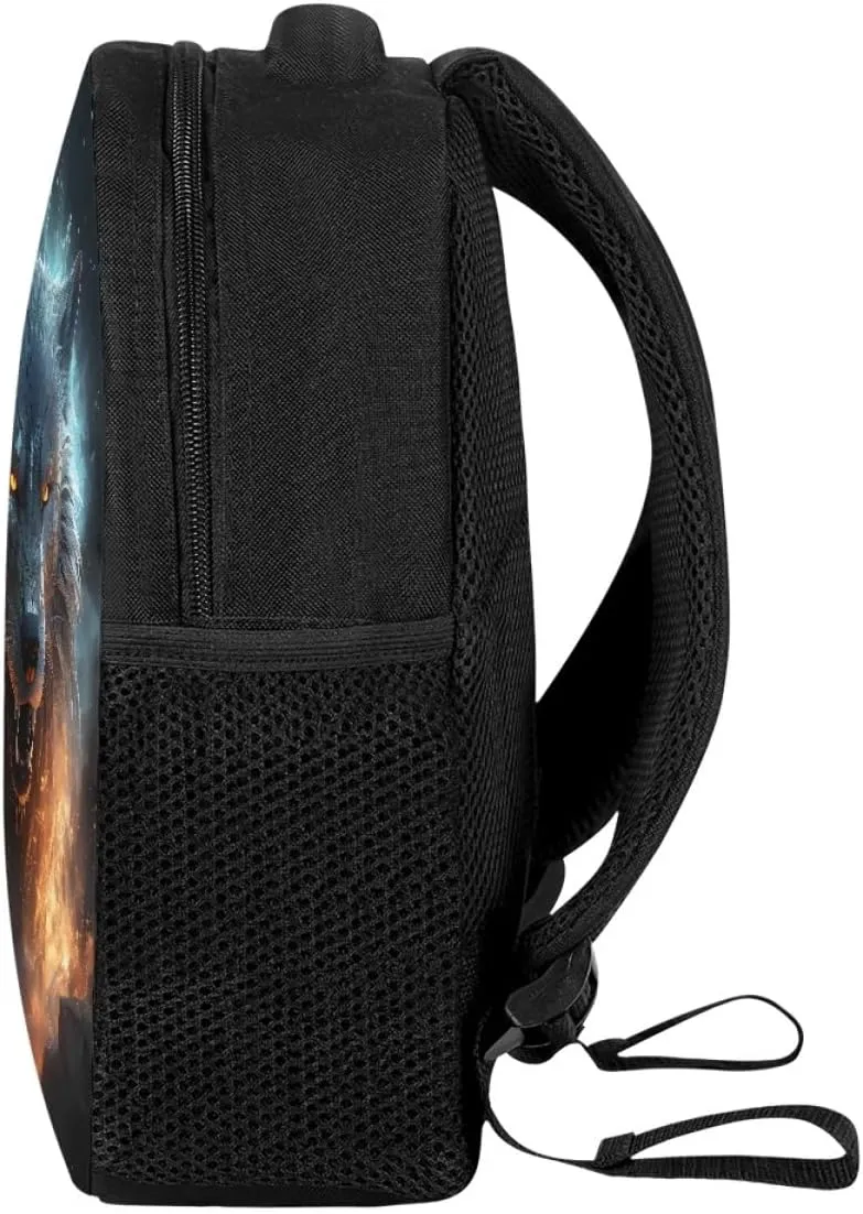 Cool Wolf Fox Print Backpacks for Boys Girls Lightweight Laptop Rucksack Shoulder Bags Bookbag for Middle School,Anger Wolf
