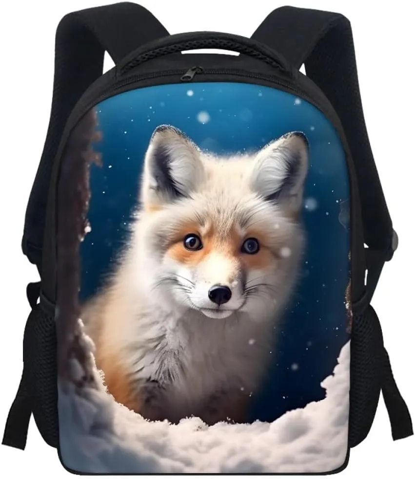 Cool Wolf Fox Print Backpacks for Boys Girls Lightweight Laptop Rucksack Shoulder Bags Bookbag for Middle School,Cute Ice Fox