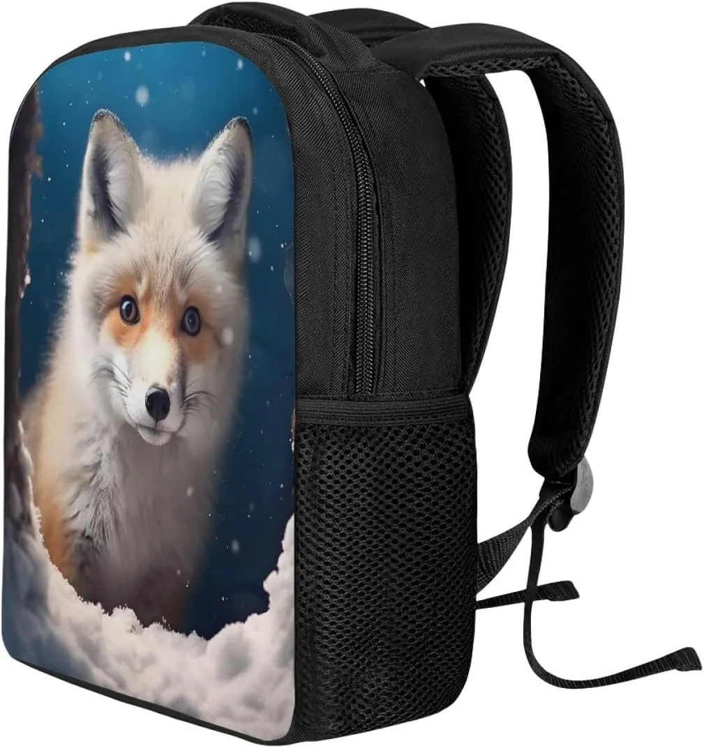 Cool Wolf Fox Print Backpacks for Boys Girls Lightweight Laptop Rucksack Shoulder Bags Bookbag for Middle School,Cute Ice Fox