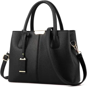 Covelin Women's Top-handle Cross Body Handbag Middle Size Purse Durable Leather Tote Bag