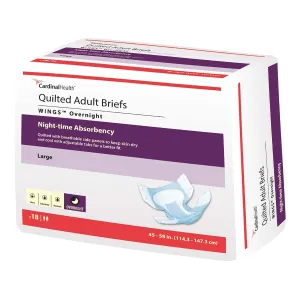 Covidien 67034 Wings Adult Quilted Briefs, 45" - 58" Size, Large (Pack of 18)