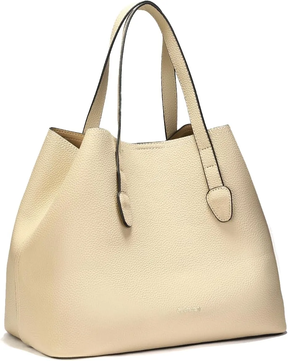 C.Paravano Large Capacity Tote Handbag | Full Grain Leather Tote Bag | Hobo Bag | Women's Top Handle Tote | Travel Work Tote
