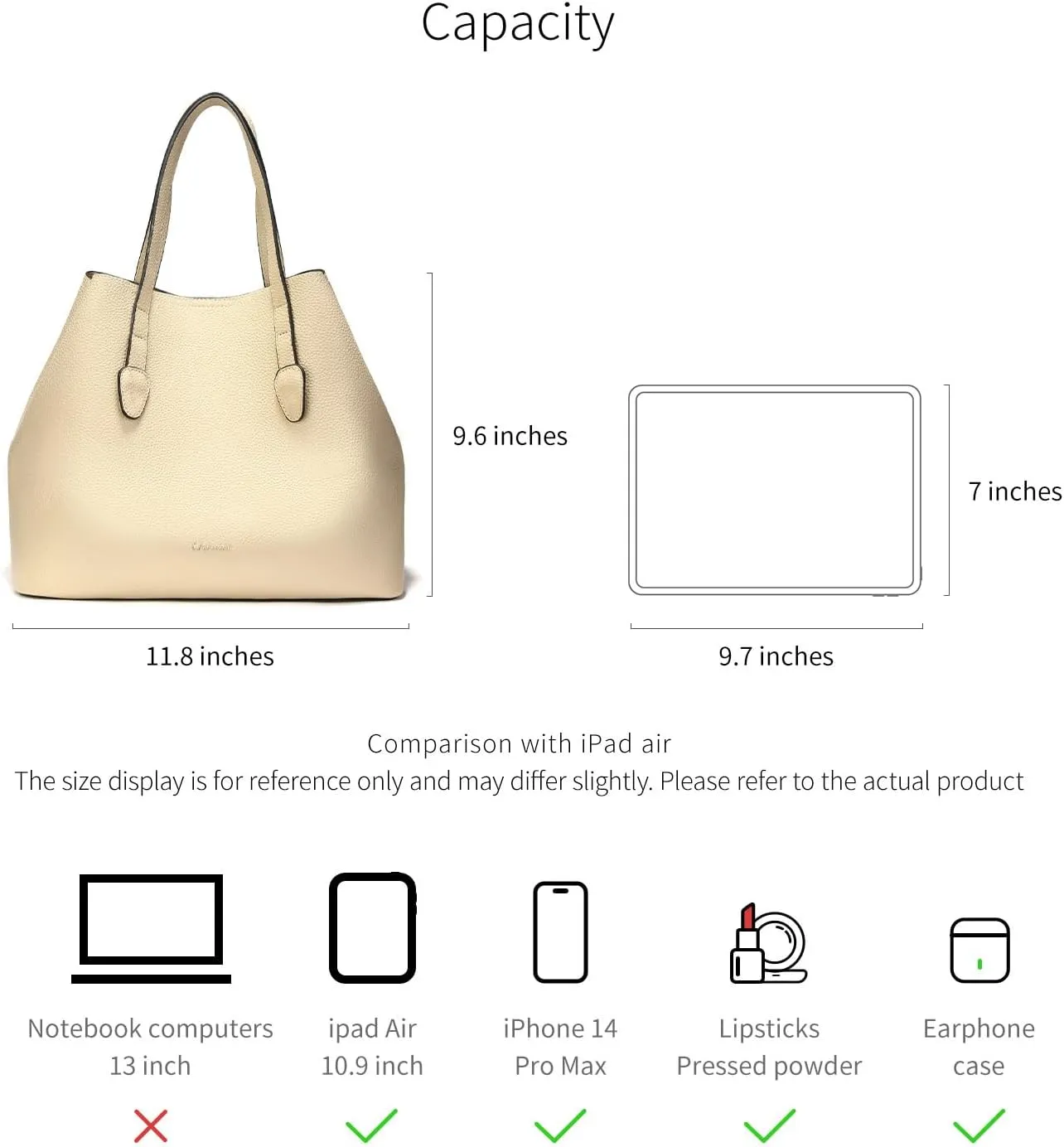 C.Paravano Large Capacity Tote Handbag | Full Grain Leather Tote Bag | Hobo Bag | Women's Top Handle Tote | Travel Work Tote