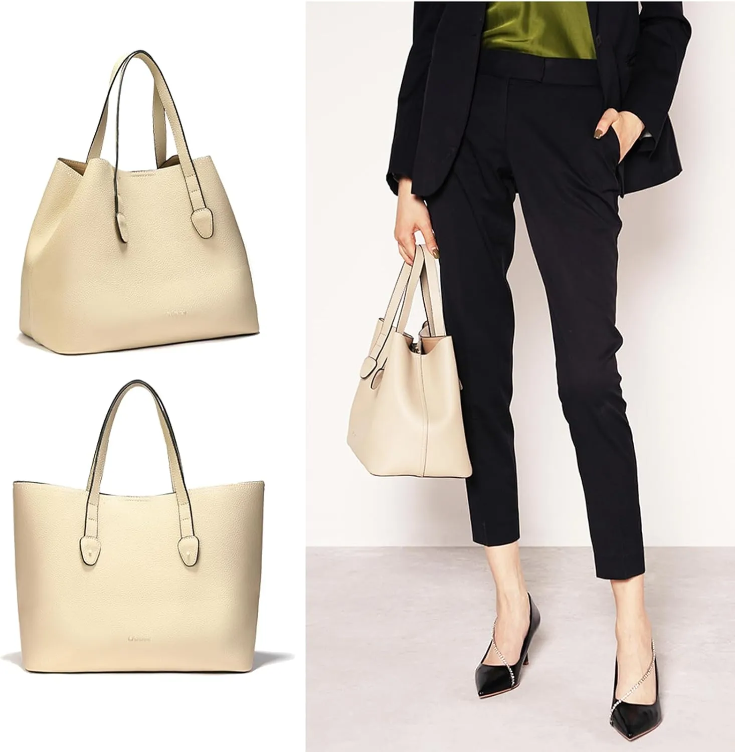C.Paravano Large Capacity Tote Handbag | Full Grain Leather Tote Bag | Hobo Bag | Women's Top Handle Tote | Travel Work Tote