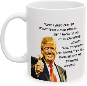 Crafter Mug Gifts for Funny President Trump Supporter - Leather Jewelry Woodcrater Lenscrafter Manager - Coffee Cup 11oz - Crafter Birthday Valentine's Day Christmas