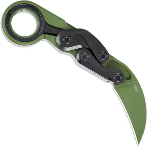 CRKT Provoke Folding Knife with Kinematic: Morphing Karambit, D2 Steel Plain Edge Blade, Green Aluminum Handle, Pocket Clip, 4040BG
