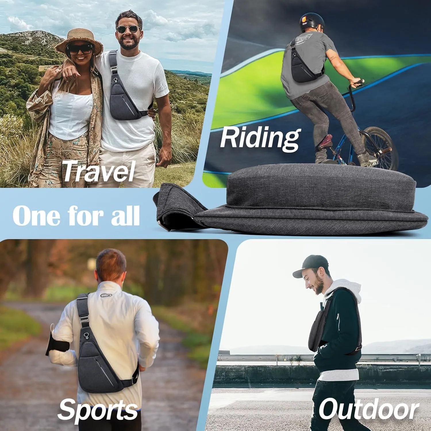 Crossbody Bag Anti-Theft Lightweight Casual Shoulder Backpack Sling Chest Bag Belt Rucksack for Travel Bicycle Sport