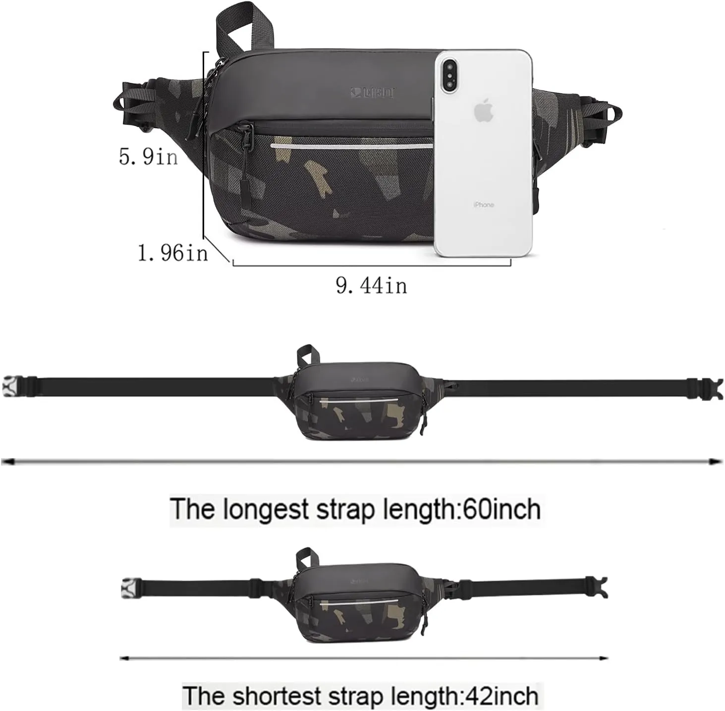 Crossbody Fanny Pack Belt Bag for Women & Men with Multi-Pockets, Waterproof Sling Bag for Travel, Running, Hiking, Cycling, Fashion Waist Bag Fits All Phones, Perfect Running Bag
