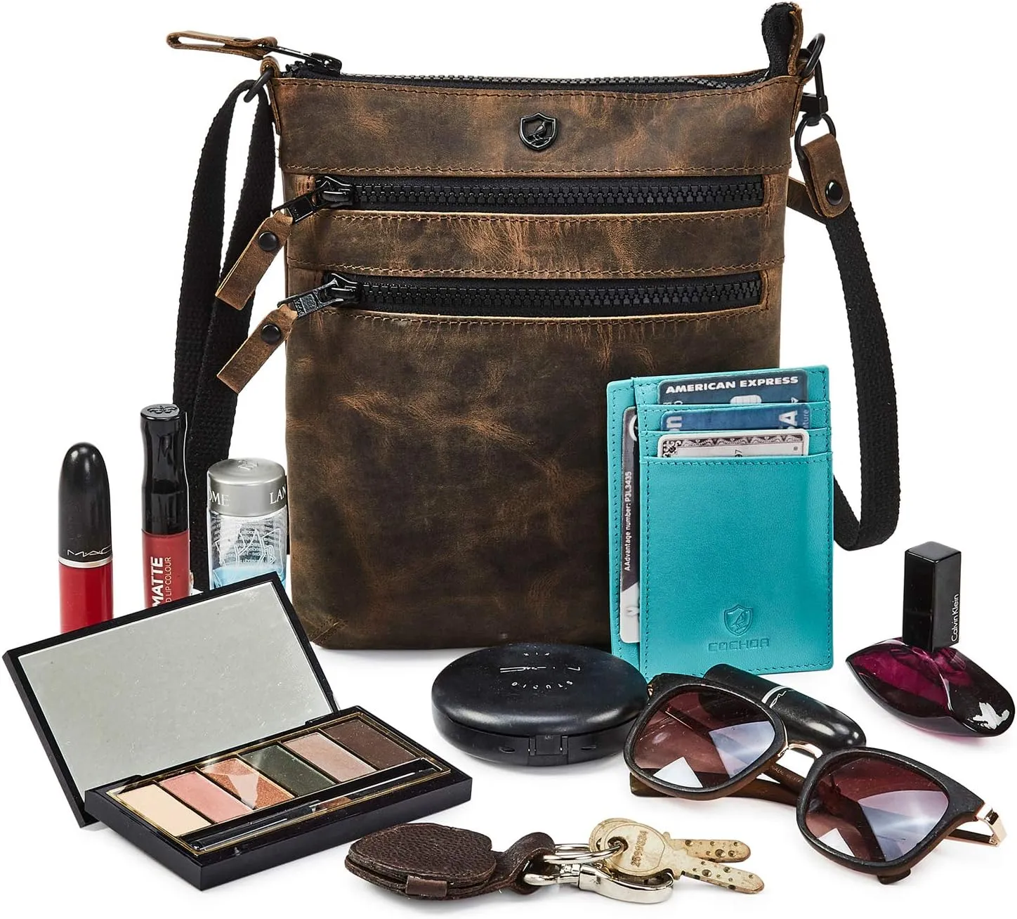 Crossbody Sling Bag for Women Small Real Leather Purse Vintage Travel Crossover Shoulder Bag Handmade