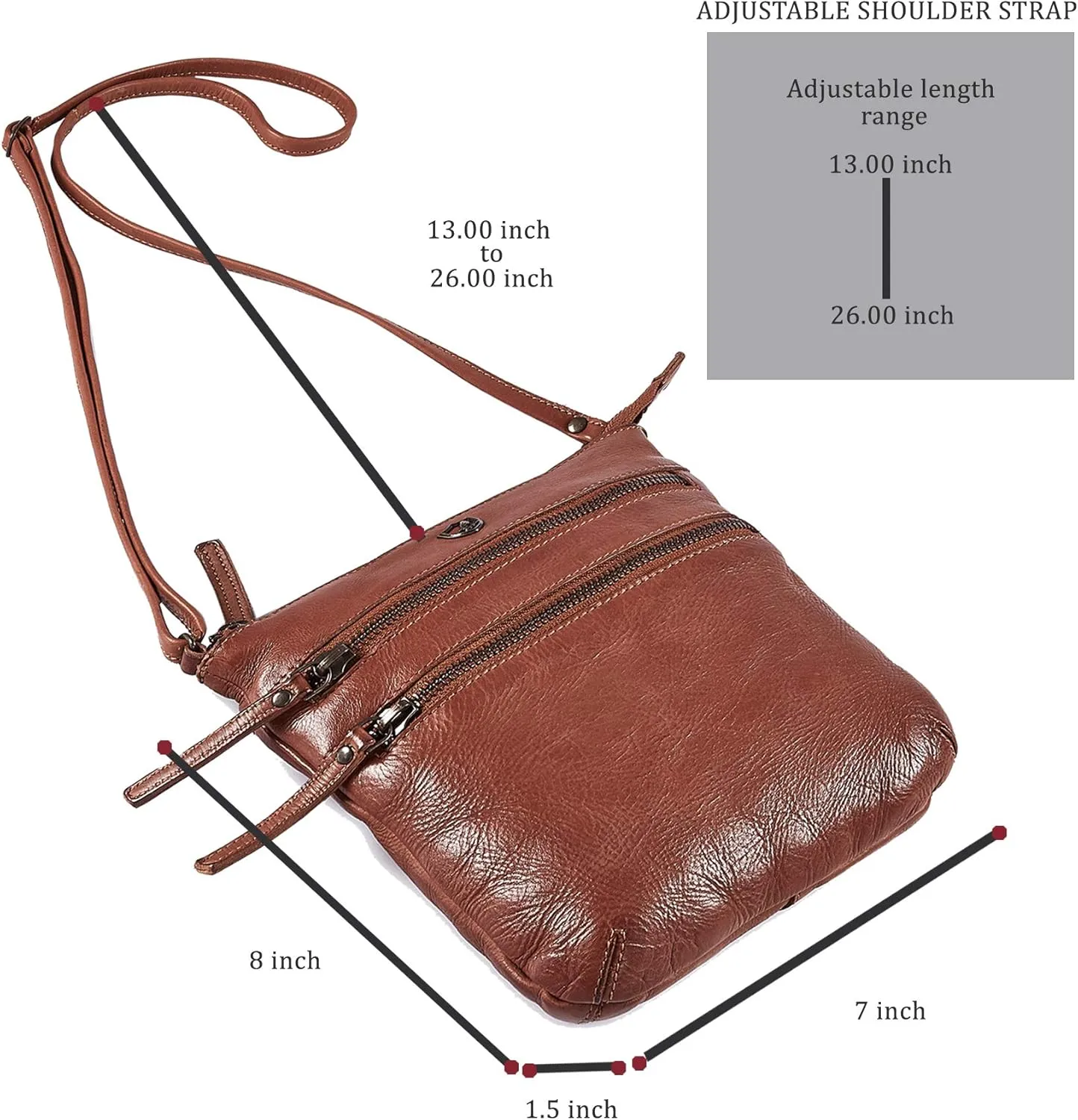 Crossbody Sling Bag for Women Small Real Leather Purse Vintage Travel Crossover Shoulder Bag Handmade