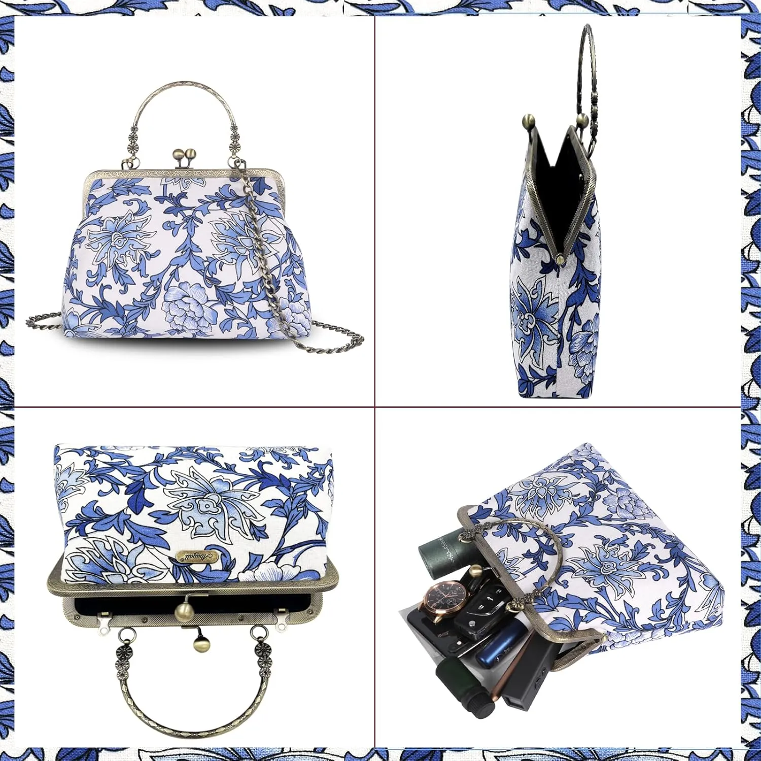Crossbody Tote Bag Floral Satchel Purse Handbag for Women