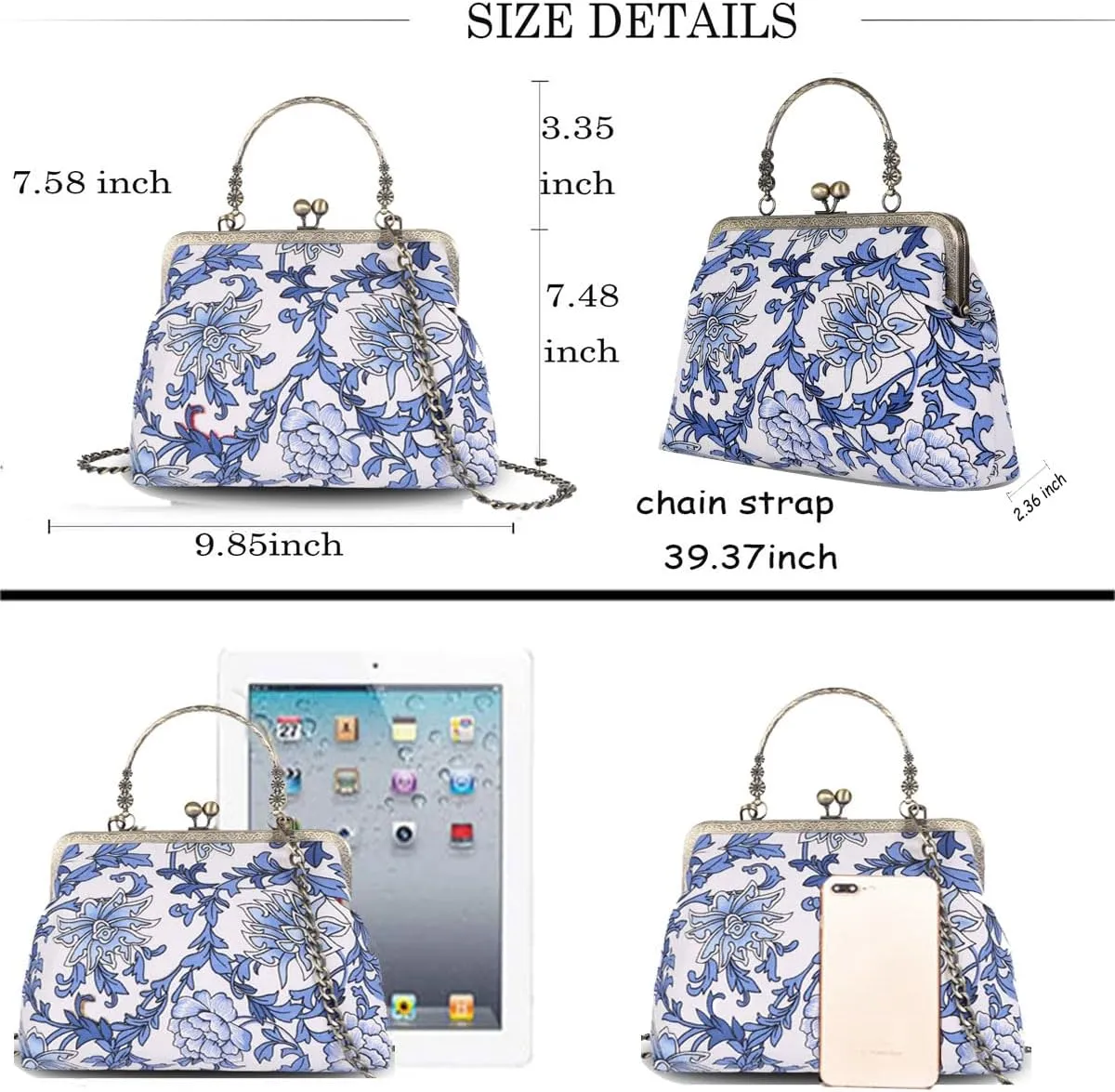 Crossbody Tote Bag Floral Satchel Purse Handbag for Women