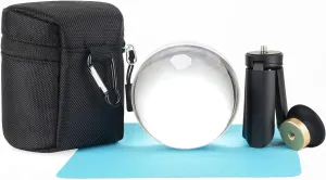 Crystal Ball Photography 90mm K9 Clear Lens Ball Sphere with Mini Tripod Base Stand Decorative Glass Props Ball with Padded Shockproof Sleeve Bag by BESNFOTO