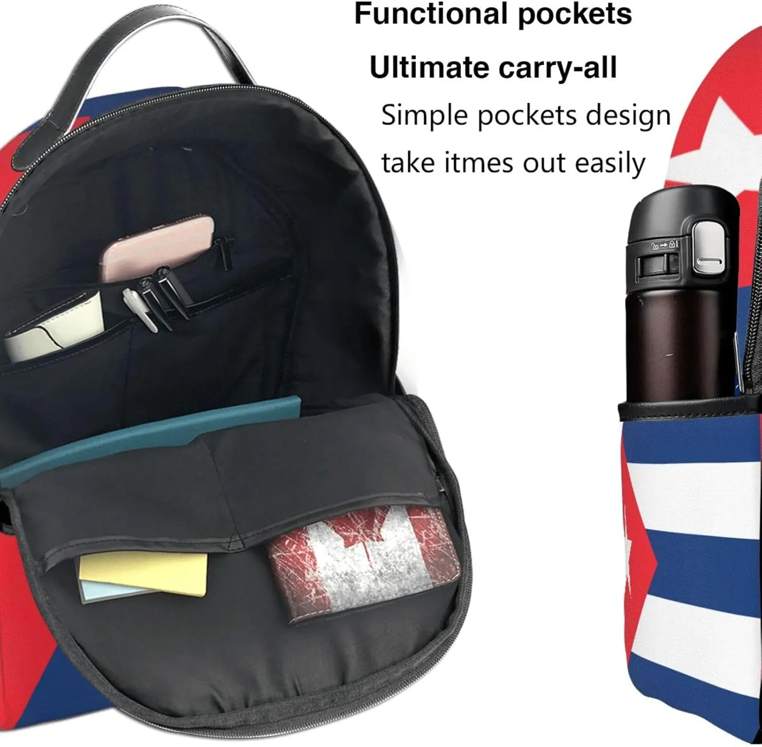 Cuba Flag Casual Backpacks Laptop Backpack Carry-on Daypack Sports Travel Rucksack Lightweight Working Bag for Outdoor Hiking Cycling Walking
