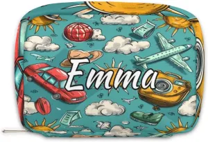 Custom Name Cosmetic Bag, Camera Car Aircraft Personalized Bridesmaid Makeup Bag, Personalised Gift for Bridesmaid, Tropical Sun Travel Makeup Bag, Bridesmaid Gifts, Organizer