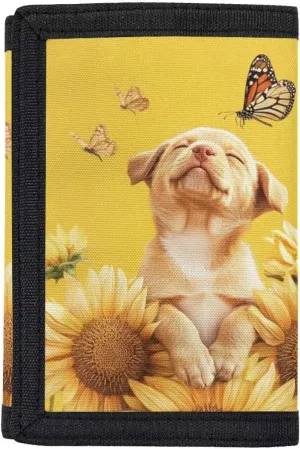 Cute Dog Kids Wallet Toddler Wallets Sunflower Coin Purse Handbag for Youth Nylon Wallets for Kids 4-16 Children Cute Purse Organizer Pouches for School Travel