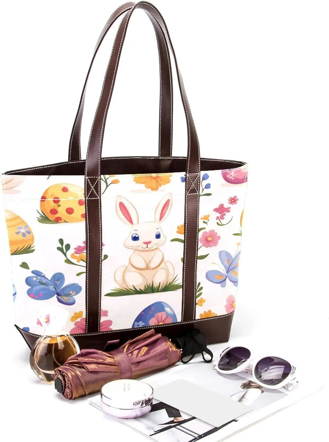 Cute Easter Bunny-1 Tote Bags Durable Leather Canvas Purses and Handbags for Women Top Handle Shoulder Satchel Hobo Bags