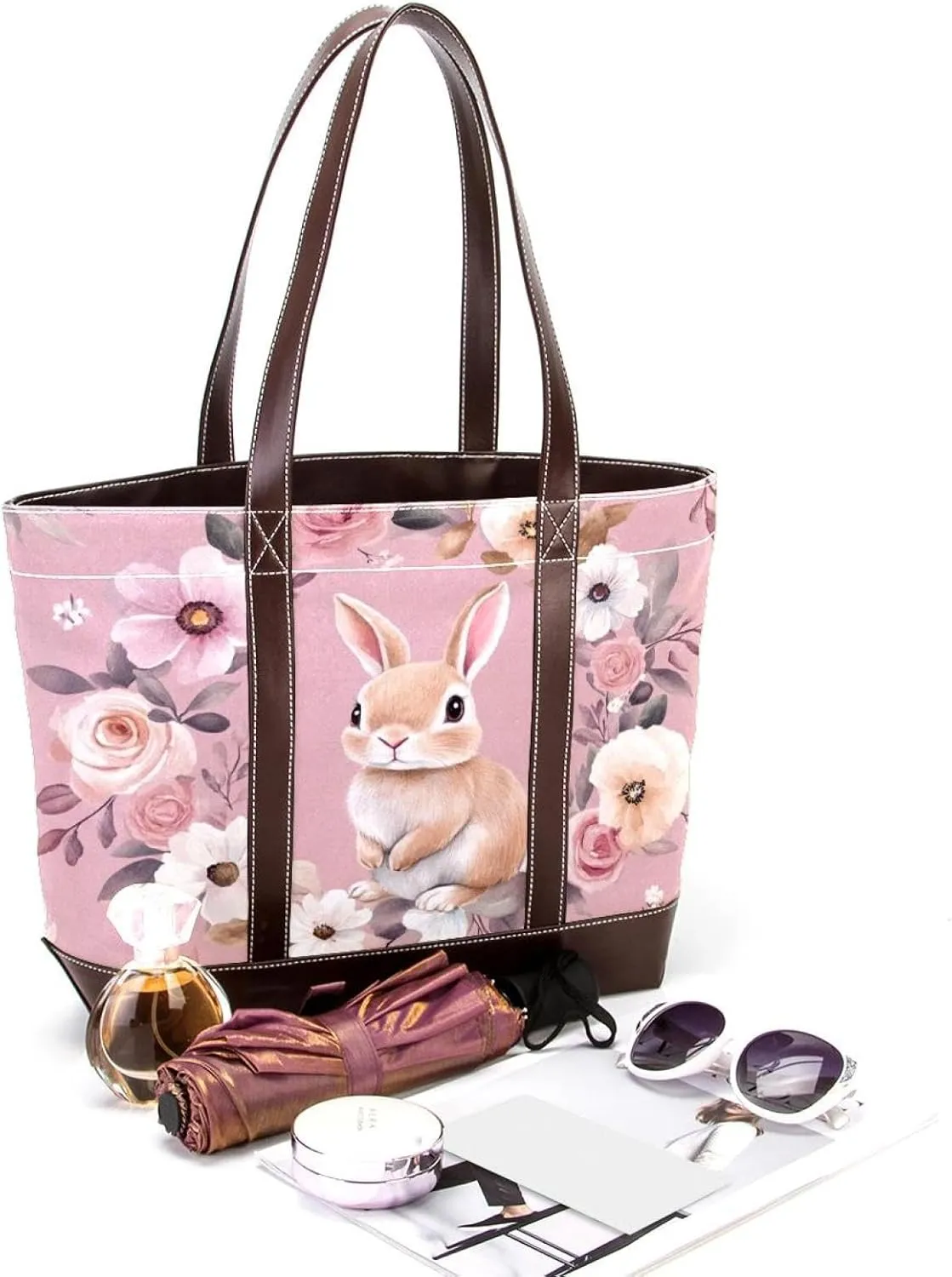 Cute Easter Bunny-1 Tote Bags Durable Leather Canvas Purses and Handbags for Women Top Handle Shoulder Satchel Hobo Bags
