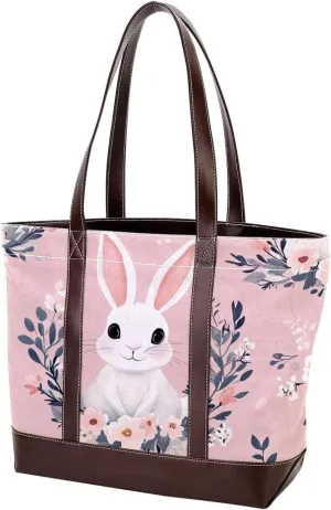 Cute Easter Bunny-1 Tote Bags Durable Leather Canvas Purses and Handbags for Women Top Handle Shoulder Satchel Hobo Bags
