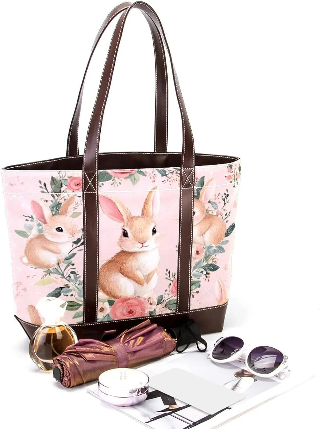 Cute Easter Bunny-1 Tote Bags Durable Leather Canvas Purses and Handbags for Women Top Handle Shoulder Satchel Hobo Bags