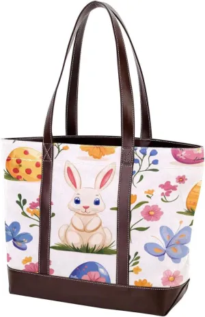Cute Easter Bunny-1 Tote Bags Durable Leather Canvas Purses and Handbags for Women Top Handle Shoulder Satchel Hobo Bags
