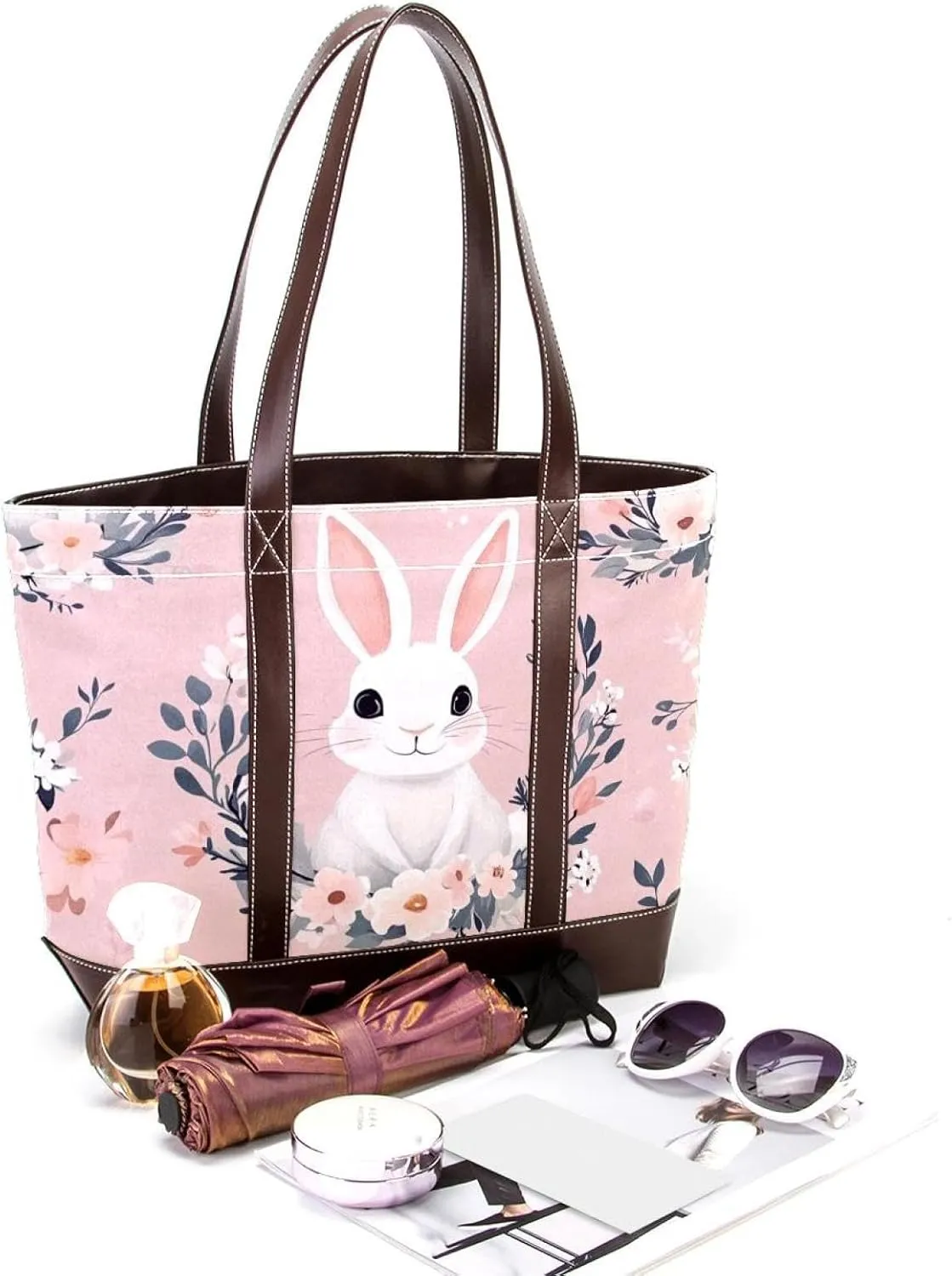 Cute Easter Bunny-1 Tote Bags Durable Leather Canvas Purses and Handbags for Women Top Handle Shoulder Satchel Hobo Bags