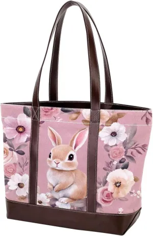 Cute Easter Bunny-1 Tote Bags Durable Leather Canvas Purses and Handbags for Women Top Handle Shoulder Satchel Hobo Bags