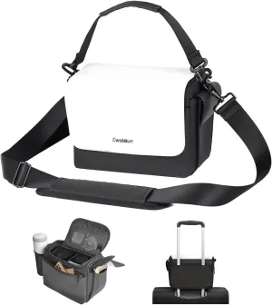 Cwatcun Camera Shoulder Bag, Waterproof Crossbody Case, Compact Photography Backpack, Compatible with Canon/Nikon/Sony/Fuji DSLR/SLR/Mirrorless Camera, Lens and Accessories, White