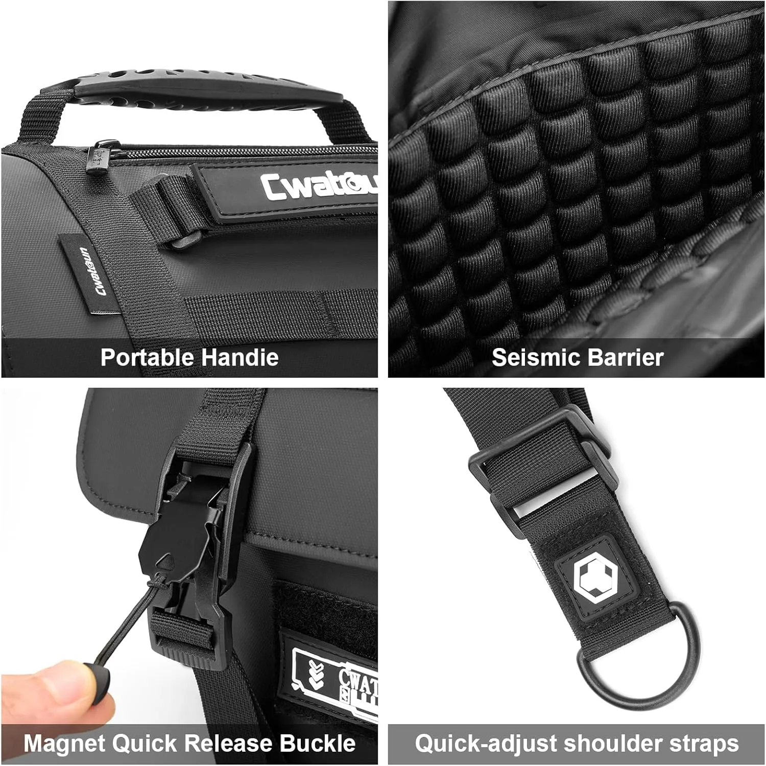 Cwatcun Camera Sling Bag, Waterproof Multifunction Photography Tactica Camera Crossbody Bag with Tripod Holder & Removable Accessory Bags for DSLR/SLR/Mirrorless Cameras - Large