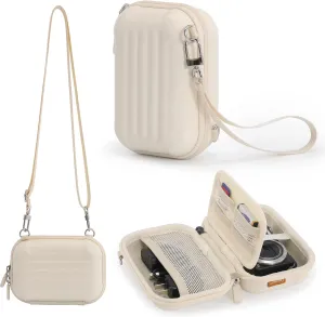 Cwatcun Digital Camera Case, Waterproof Hardshell Digital Camera Bag with 2 Carrying Ways, Lightweight Small Camera Sling Bag Compatible with KODAK PIXPRO/Canon PowerShot/Sony DSCW800 DSCW830 - White