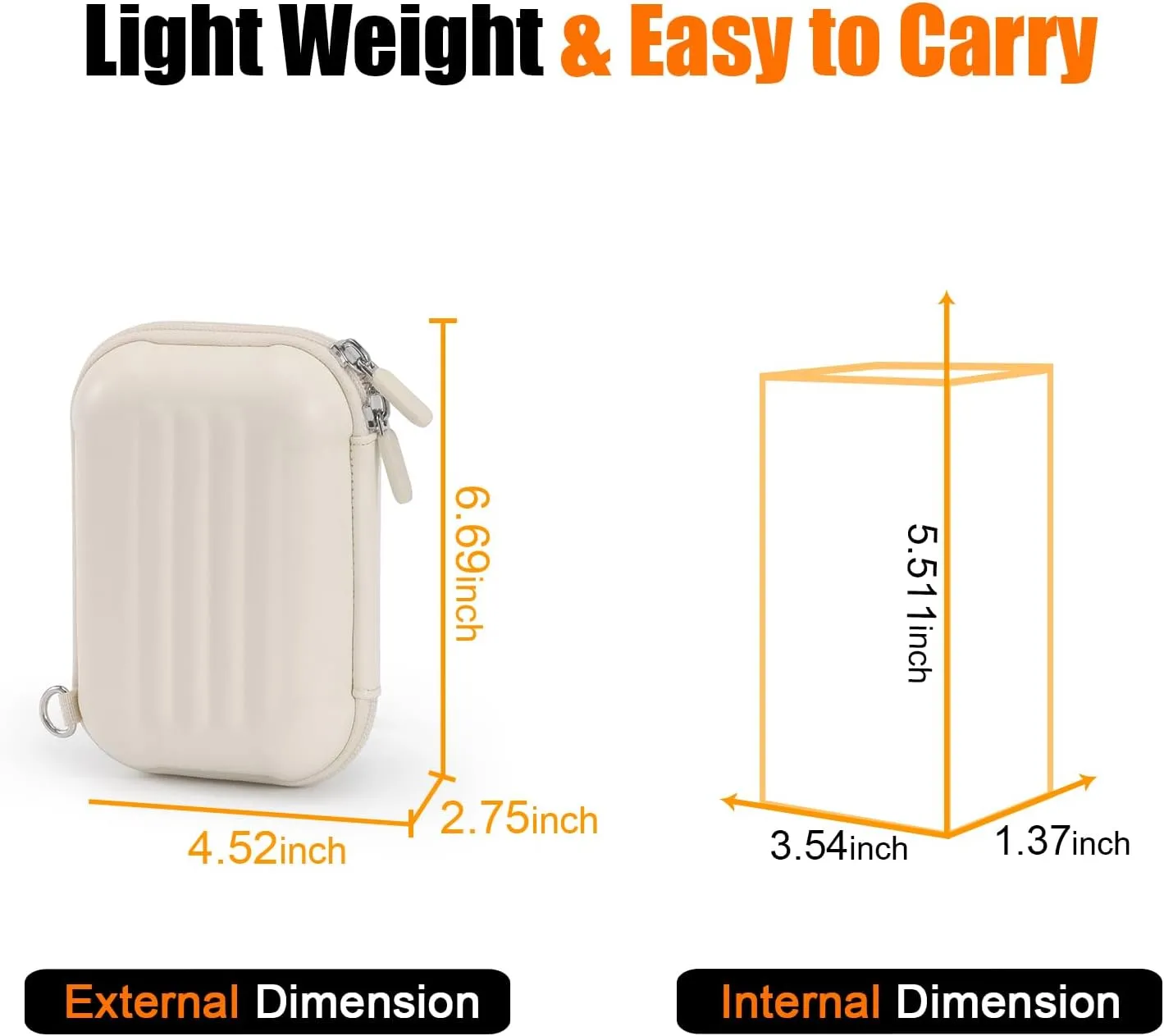 Cwatcun Digital Camera Case, Waterproof Hardshell Digital Camera Bag with 2 Carrying Ways, Lightweight Small Camera Sling Bag Compatible with KODAK PIXPRO/Canon PowerShot/Sony DSCW800 DSCW830 - White