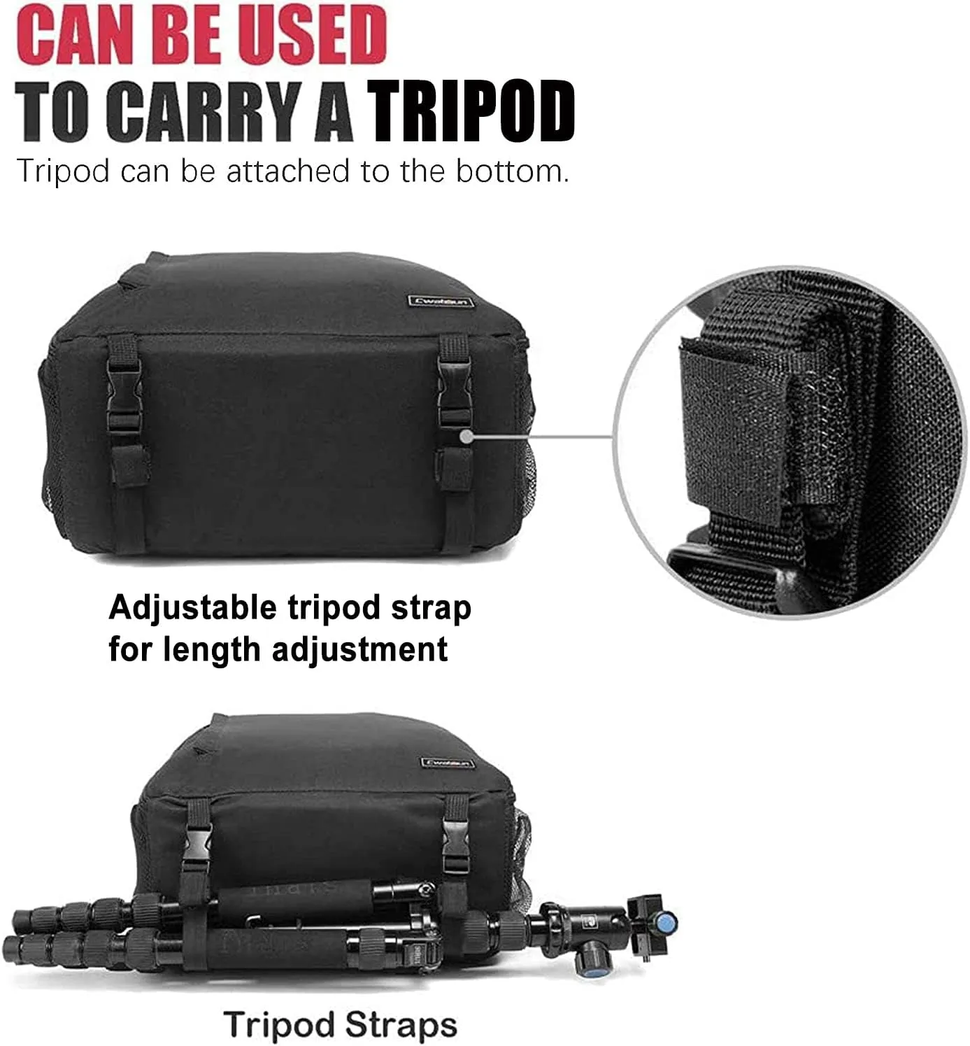 Cwatcun Professional Camera Backpack - Waterproof DSLR/SLR/Mirrorless Camera Case - Compatible with Sony, Canon, Nikon - Large Black