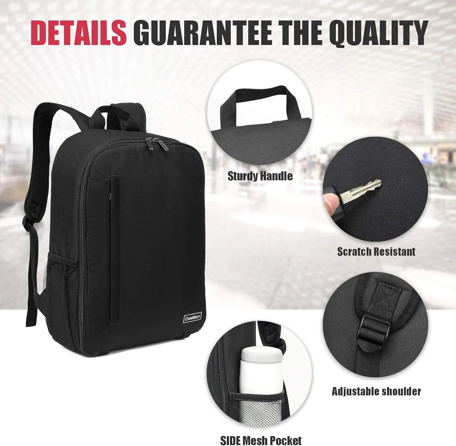 Cwatcun Professional Camera Backpack - Waterproof DSLR/SLR/Mirrorless Camera Case - Compatible with Sony, Canon, Nikon - Large Black