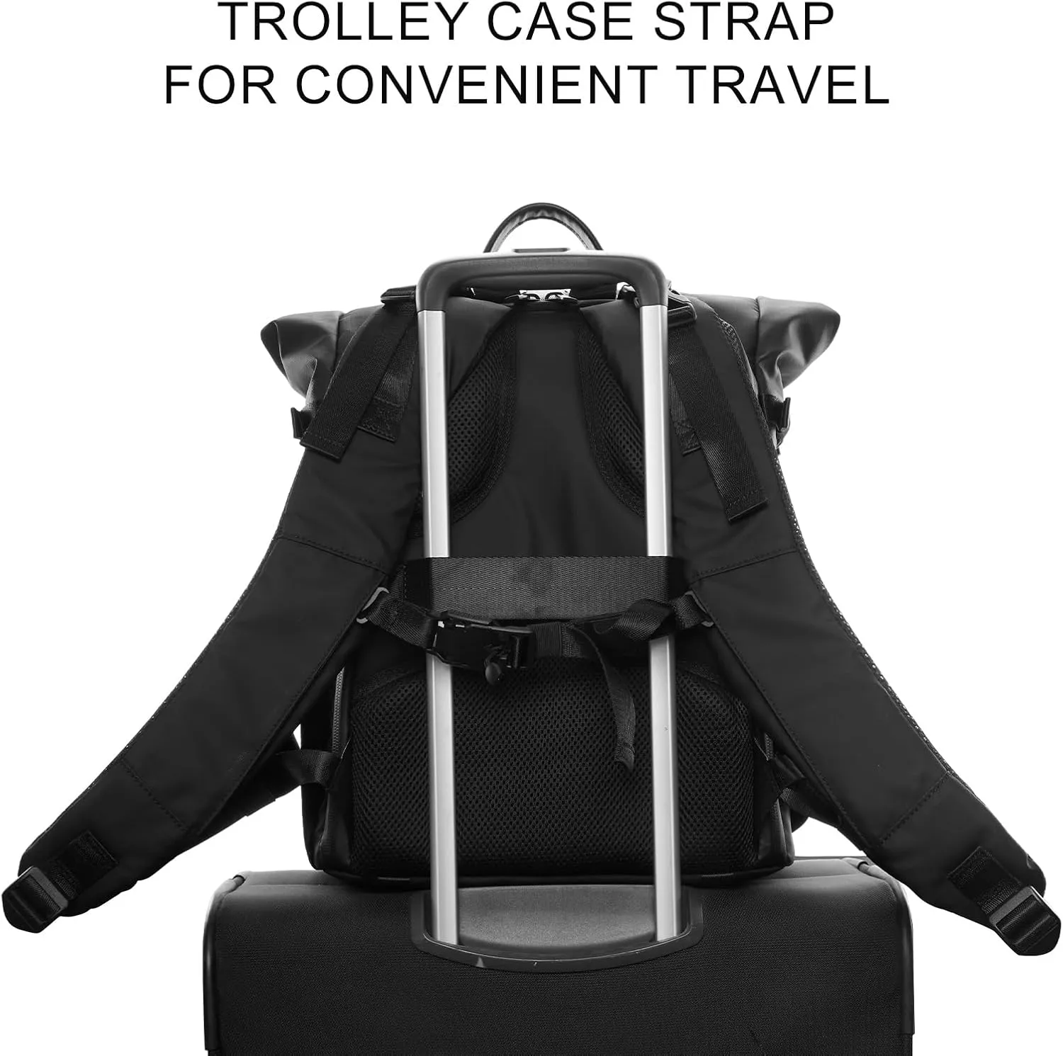 Cwatcun Waterproof Camera Backpack, Black Leather-coated Photography Camera Bag Case with 2.5L Expansion Warehouse, Tripod and Drone Strap, 13" Laptop Compartment for Canon Nikon Sony SLR DSLR, Lens