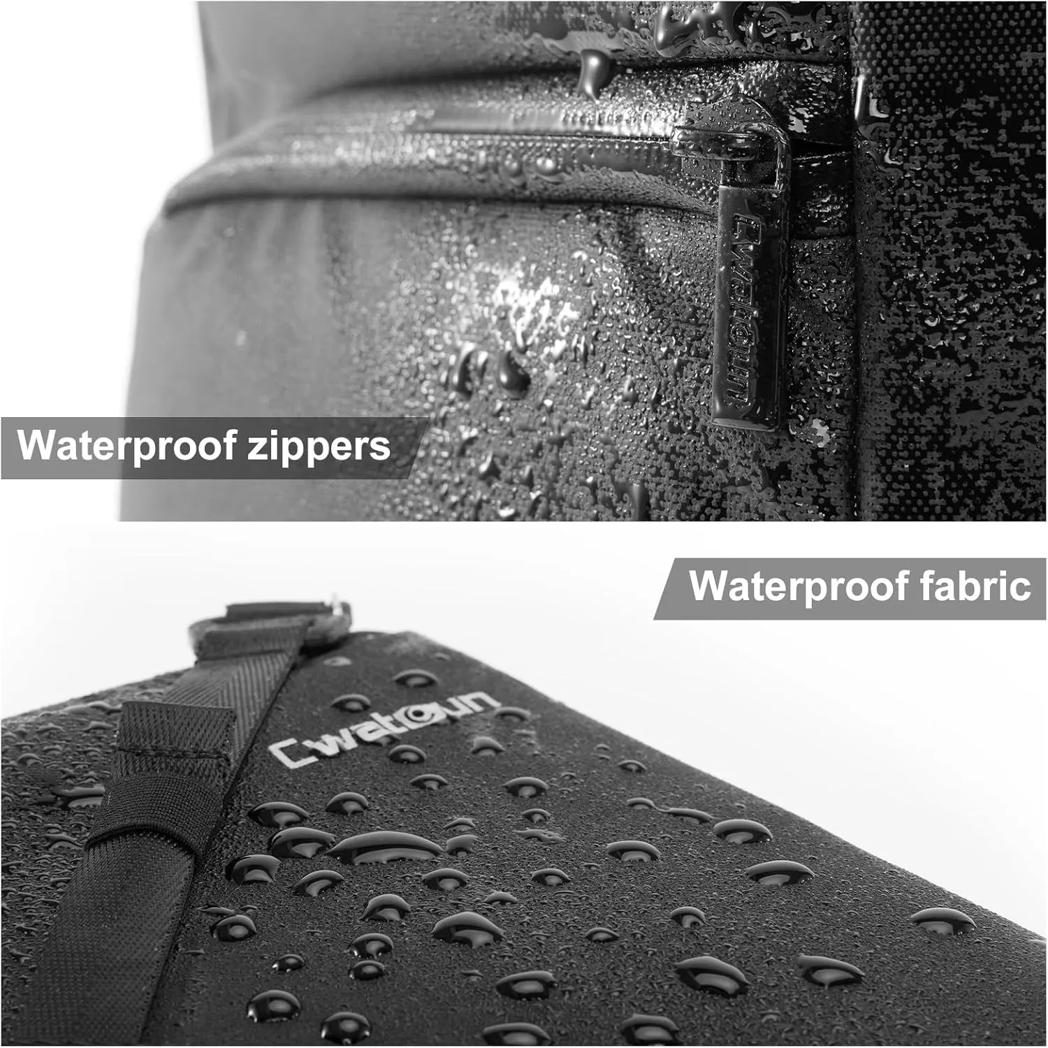 Cwatcun Waterproof Camera Backpack, Black Leather-coated Photography Camera Bag Case with 2.5L Expansion Warehouse, Tripod and Drone Strap, 13" Laptop Compartment for Canon Nikon Sony SLR DSLR, Lens