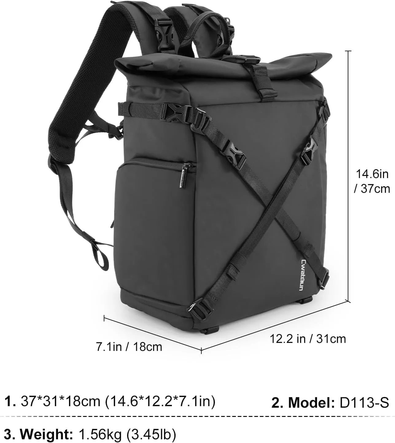 Cwatcun Waterproof Camera Backpack, Black Leather-coated Photography Camera Bag Case with 2.5L Expansion Warehouse, Tripod and Drone Strap, 13" Laptop Compartment for Canon Nikon Sony SLR DSLR, Lens