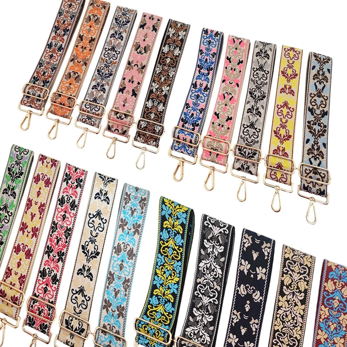 Damask Pattern Adjustable Bag Strap Replacement 2inch Wide Jacquard Belt for Purse Shoulder Guitar Camera Luggage Bags (Grey)