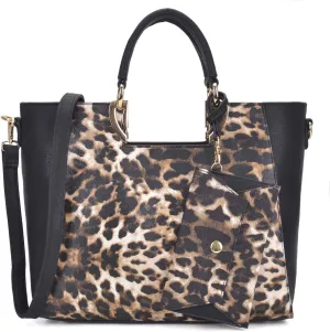 Dasein Women Two Tone Handbag Purse Top Handle Shoulder Bag Tote Hobo Work Bag w/Matching Clutch