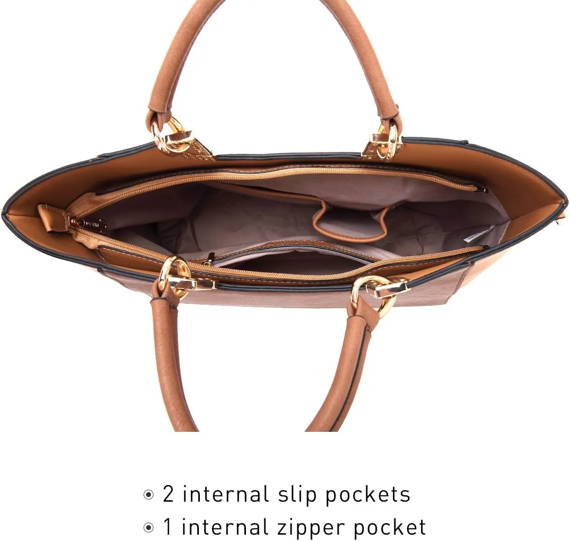 Dasein Women Two Tone Handbag Purse Top Handle Shoulder Bag Tote Hobo Work Bag w/Matching Clutch