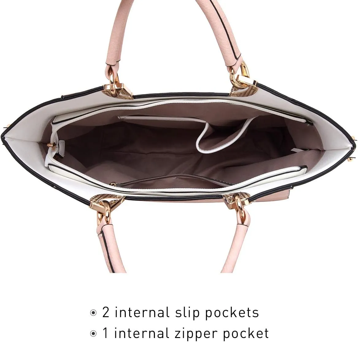 Dasein Women Two Tone Handbag Purse Top Handle Shoulder Bag Tote Hobo Work Bag w/Matching Clutch
