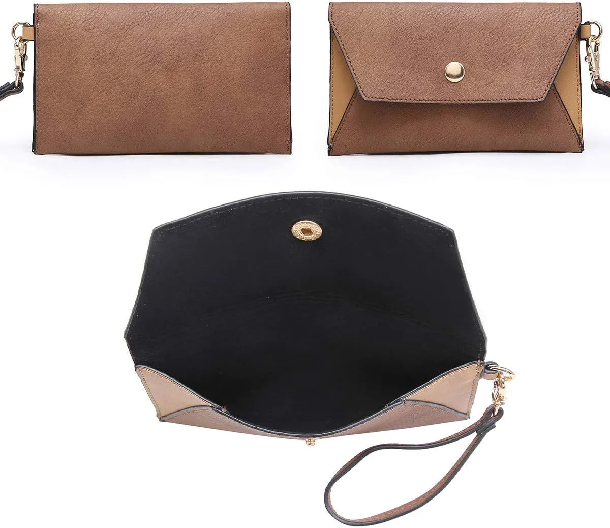 Dasein Women Two Tone Handbag Purse Top Handle Shoulder Bag Tote Hobo Work Bag w/Matching Clutch
